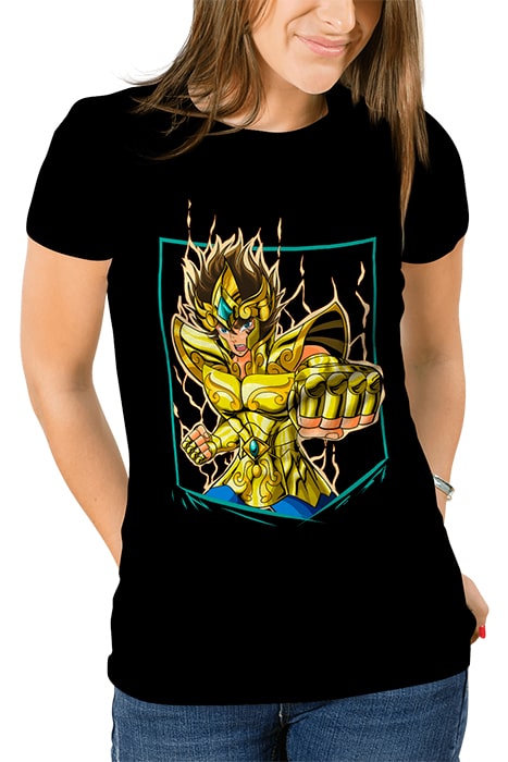 Aioria de Leo con marco recto y efecto de poder