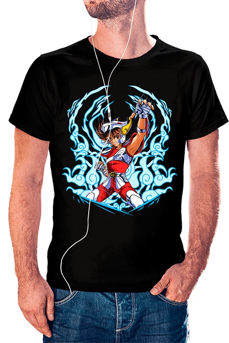 Seiya de Pegaso con fondo y líneas de sketch