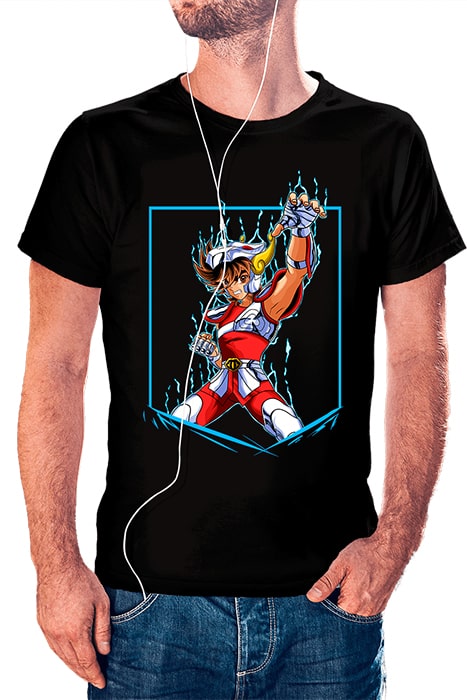 Seiya de Pegaso con marco recto y efecto de poder