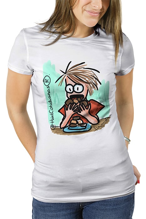 Alita comiendo como si se acabara el mundo